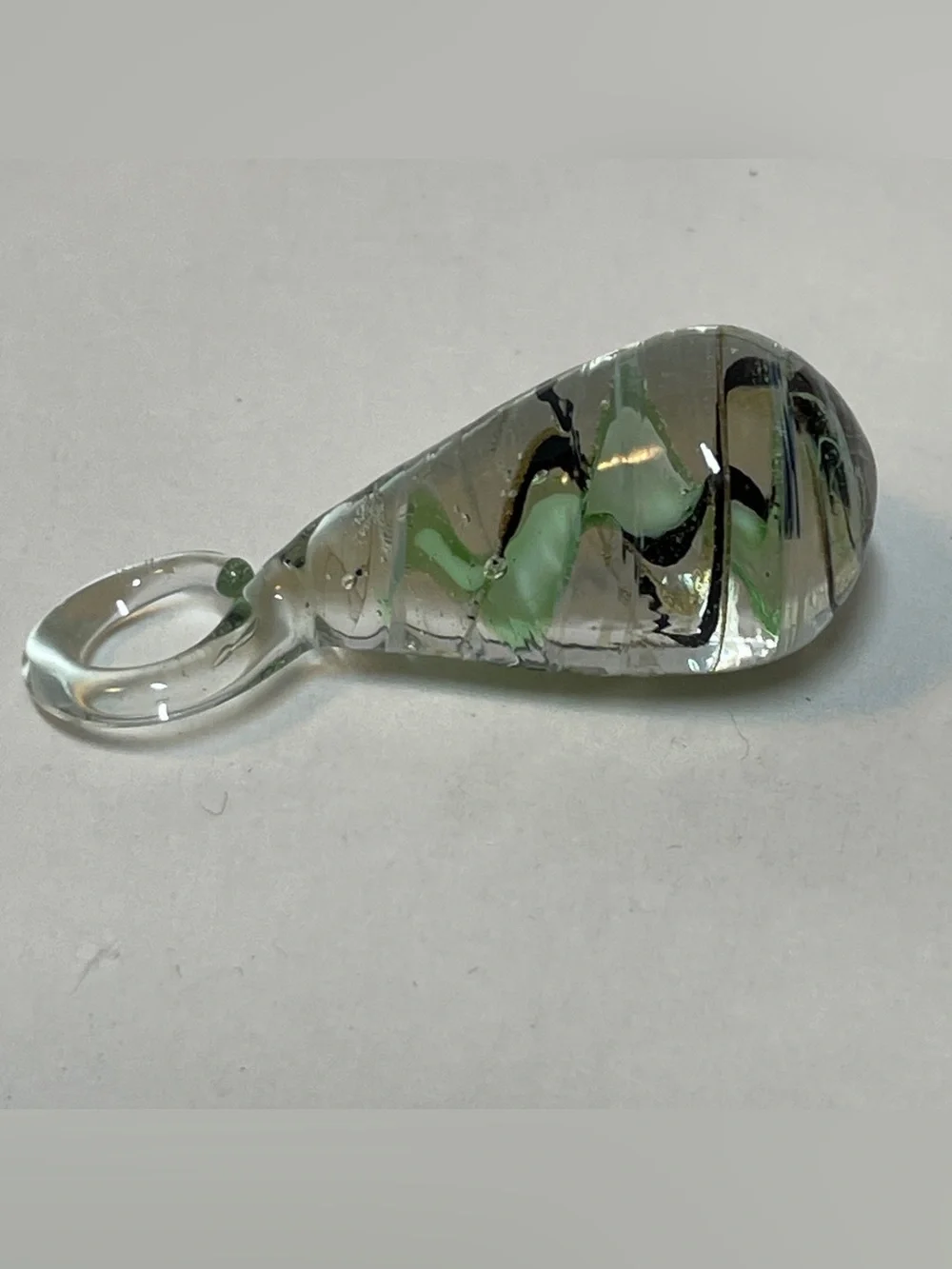 Teardrop Dichroic Iridescent Multicolor Glass Pendant Necklace Adjustable Cord